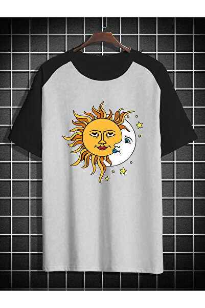 arıkoğlu kumaşçılık Tricou negru pentru femei Sun Moon cu imprimeu supradimen...