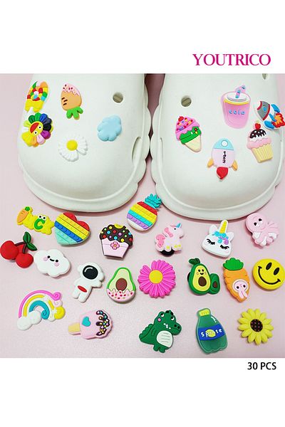 Youtrico 30pcs Cute Shoe Jibbitz Charms For Crocs - Whimsical Shoe Accessories Set