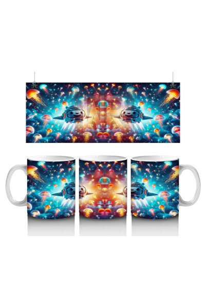 Wisdom Rain كوب على شكل صاروخ غواصة وغابة قنديل البحر المتوهج يحب الأطفال الحليب