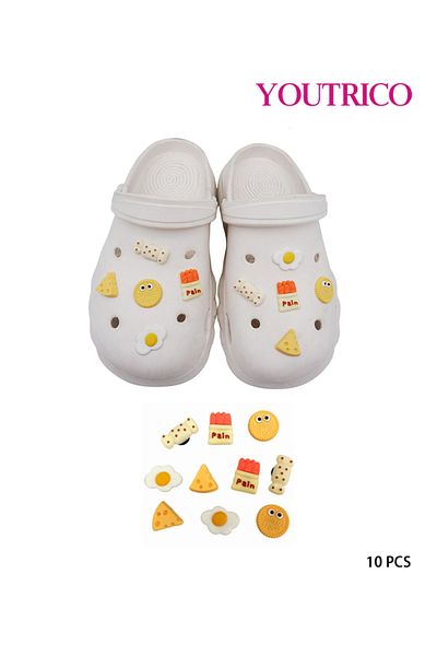 Youtrico 10pcs Cheese And Fries Jibbitz Charms For Crocs - Slipper Ornament