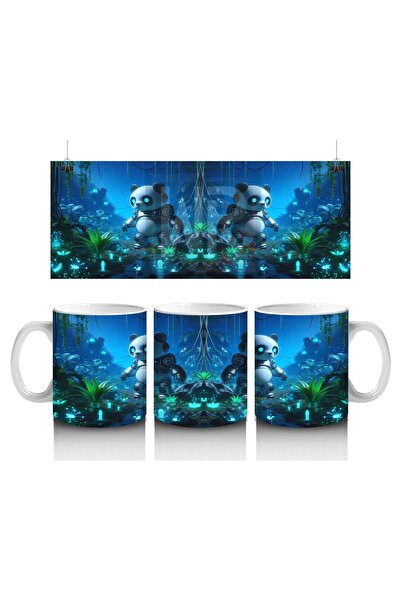 Wisdom Rain كوب روبوت الباندا في الغابة الليلية يحب الأطفال الحليب