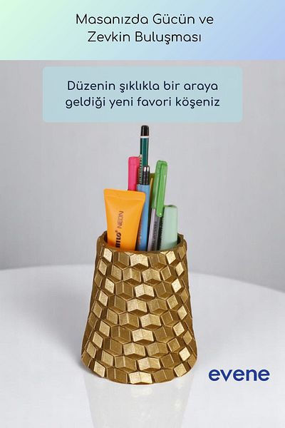 Evene Suport pentru stilou Suport pentru stilou de birou Organizator Suport pentru stilou Culoare aurie Model 84