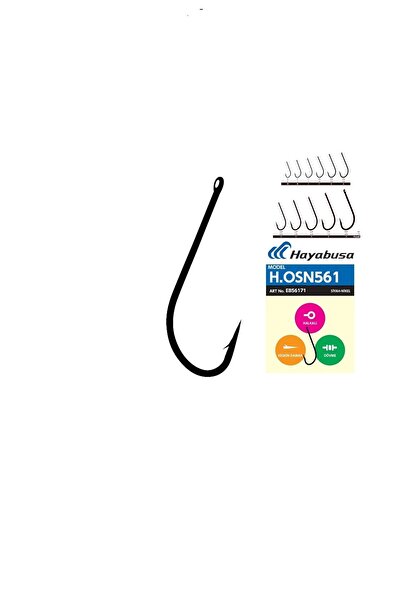 HAYABUSA Hosn 561 Delikli Uzun Pala Olta Iğnesi Black Nikel 4/0