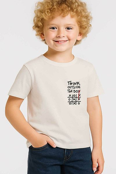 peki baby&kids Well Boy's Combed Cotton Think Outside Printed T-Shirt 19476