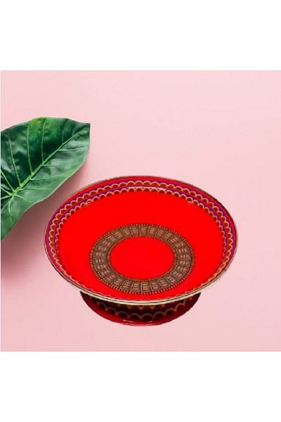 BASURRAH Large red heritage catering tray