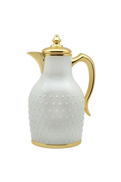 BASURRAH Thermos Set for Tea and Coffee, 2 Pieces, White, Size 0.75 - 1 Liter