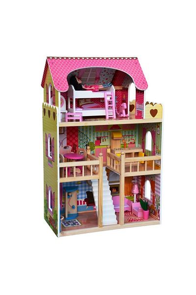 OEM Lena Dollhouse, 3 floors made of wood with accessories, 9+, Multicolor