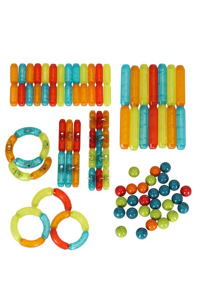 ideal STORE idealStore StiksMag Magnetic Blocks, 102 Elements with Lights, Can Create Multiple Figures and Buildings