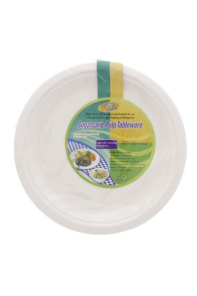 Homemate Home Mate Sugarcane Pulp Plates 10 Inch - 20pcs Eco-Friendly Disposable Plates