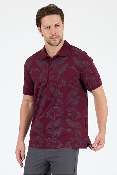 Rodi Men's Polo Neck Patterned T-Shirt – 95% Cotton 5% Elastane – Stylish, Flexible and Comfortable Short Sleeve T-Shirt 0033