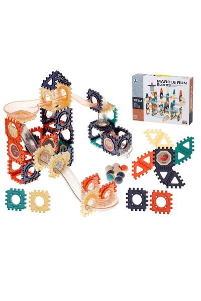 İSP 110-Piece Building Set, Educational and Creative, "LikeSmart Marble Blocks", Different Shapes, Drum