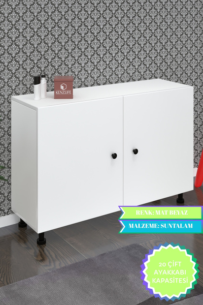 Kenzlife Ayakkabılık Merkub4 Byzbyz 68*100*32 Kapaklı 4 Raflı 20 Çift Ayakkabı Kapasitesi