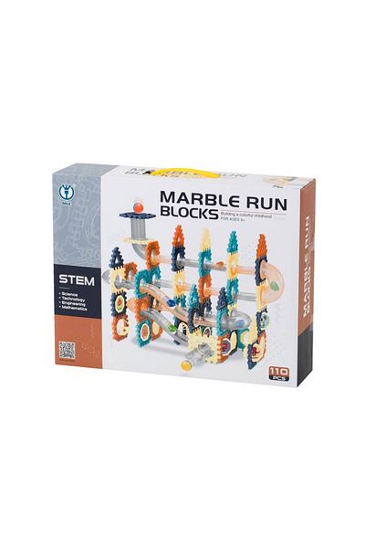 ideal STORE Marble Blocks IdealStore building set, Includes 110 multicolored pieces with track and balls included,
