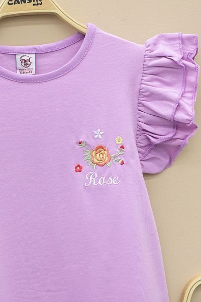 Cansın Mini Lilac Ruffled Sleeves Floral Print Shorts Skirt 2-Piece Set 20717