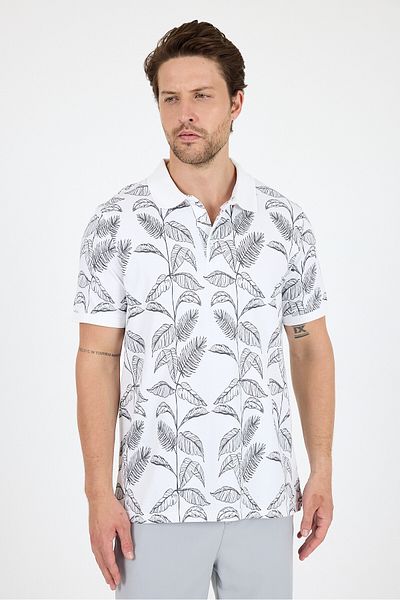 Rodi Men's Polo Neck Patterned T-Shirt – 95% Cotton 5% Elastane – Stylish, Flexible and Comfortable Short Sleeve T-Shirt 0033