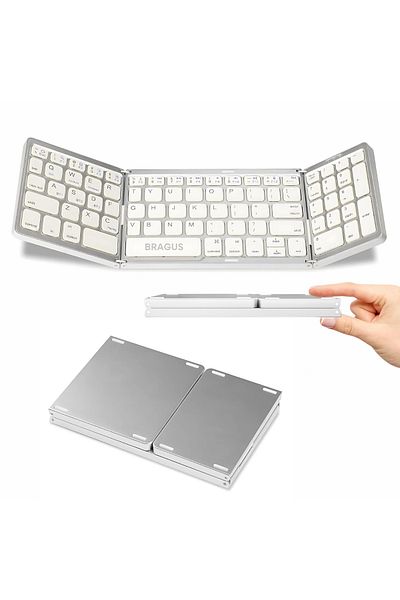 BRAGUS Ultra-thin foldable keyboard, compatible with Android, iOS, Smart TV, numeric keypad, silver