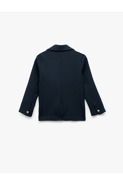 Koton Long Sleeve Double Breasted Collar Button Basic Viscose Jacket
