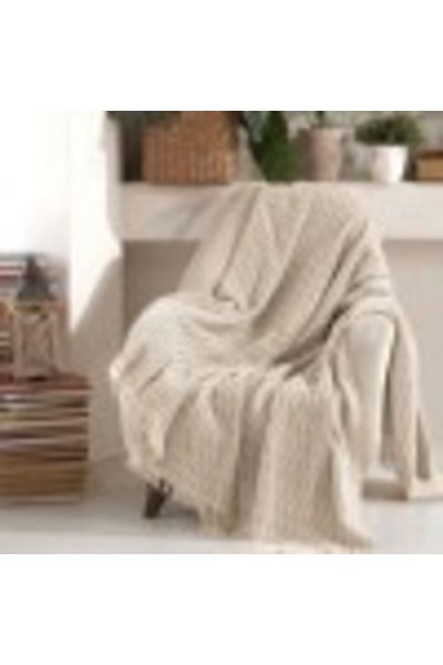 Viaden Thin Throw with Tassels, 170x210cm, Vizyon Beige