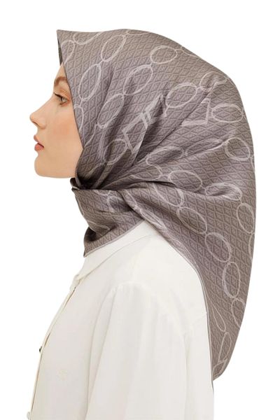 Armine Σειρά Nostalgia Sura Silk Scarf 8925DS-32 Γεωμετρικό σχέδιο ΓΚΡΙ