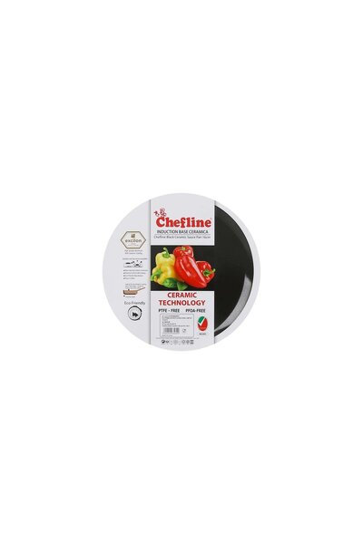 Chefline Induction Base Ceramic Natural Coating Sauce Pan, 16 cm, Black Eco-Friendly Non-Stick