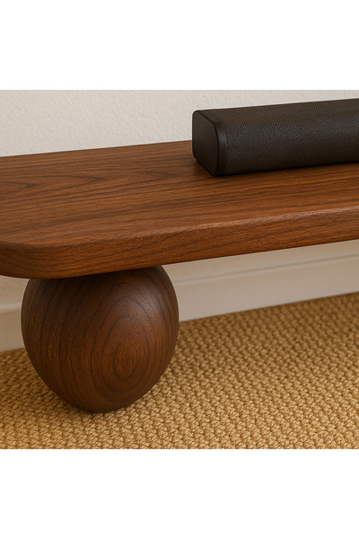 Trihome "Modern Noce TV Sehpası – Masif Kayın, El Yapımı Minimal Stil "Yuvarlak Ayaklı TV Ünitesi