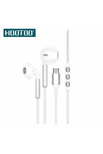 HooToo سماعة سلك تايب سي بصوت نقي وميكروفون واضح بطول 1 متر، متوافقة مع أغلب أجهزة أندرويد.