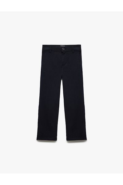 Koton Button Detailed Viscose Blended Trousers with Pockets