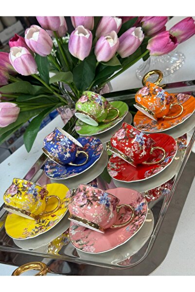 Kosova Rose 6-Person Porcelain Cup Set 90 ml