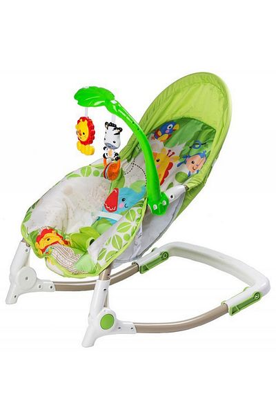 ideal STORE Balansoar IDL Junior Jungle cu Vibratii si Muzica, Culoare Verde-Alb , Material Moale pentru un conf