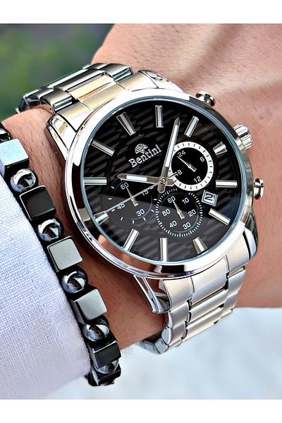 Bentini Men's Wrist Watch – Functional, Steel Band, Waterproof, 2-Year Warranty