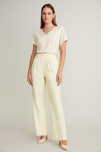 Hazel Women's Yellow High Waist Palazzo Pants