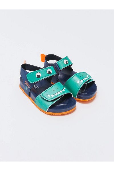 LC Waikiki Lcw Steps Navy Blue Single Strap Printed Baby Boy Sandals