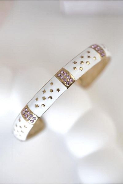 AŞIK ACCESSORIES White Star Bracelet with Pink Stones