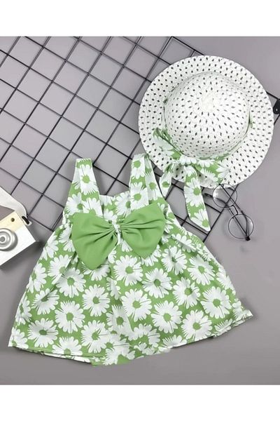 Soft kids Girls' Summer Dress with Hat and Bow