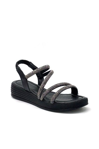 KİNDEP Sandale de damă Kindep Stone Piping cu spate elastic NEGRU