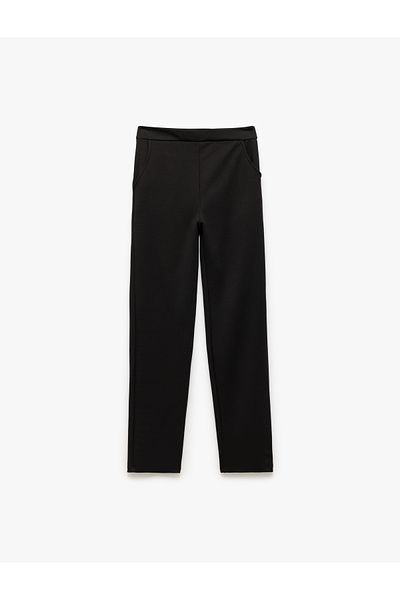 Koton Straight Regular Leg Trousers with Elastic Waist and Pockets