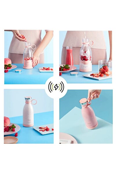 OEM Μπλέντερ easyBlend, Φορητό, Ισχυρό, 15-20 Χρήσεις / Φόρτιση, 350ml, Ασύρματη Φόρτιση, Ροζ