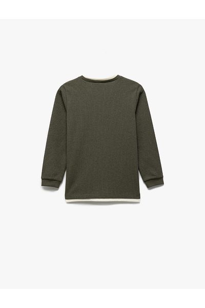 Koton Raised Crew Neck Striped Long Sleeve Basic Sweatshirt