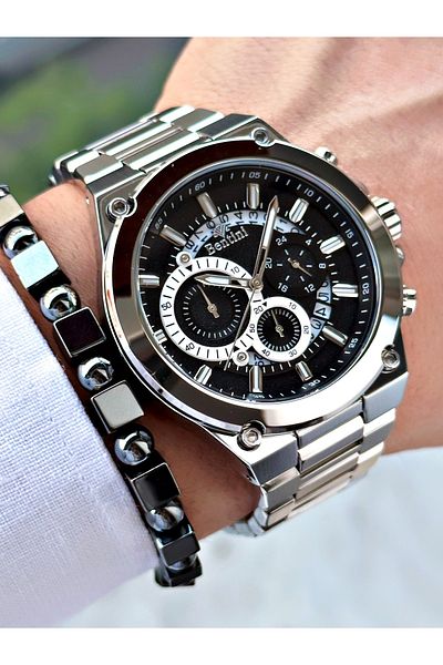 Bentini Men's Wrist Watch – Functional, Steel Band, Waterproof, 2-Year Warranty