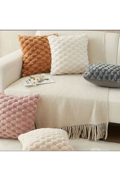 DECORA CASA HOME COLLECTİON قطعة واحدة من غطاء وسادة مزخرف فائق النعومة على شكل أرنب من القطيفة مربع 45 × 45