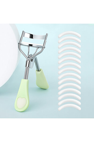 Choice Green Love Portable Eyelash Curler with 15 Silicone Pads and Stainless Steel Eyelash Curler, Used fo