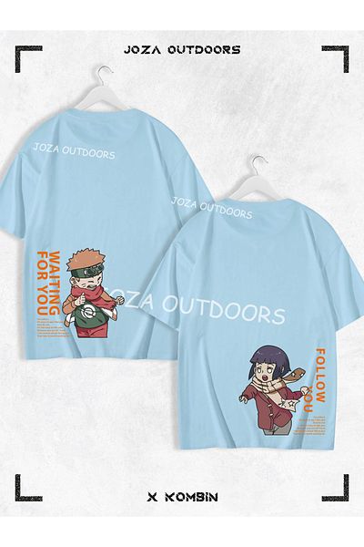 Jobia Outdoors Жени Мъже Хината Нарто Аниме Задна талия Принт Любовник Двойка Комбинация Оувърсайз Тениска Комплект от 2 части