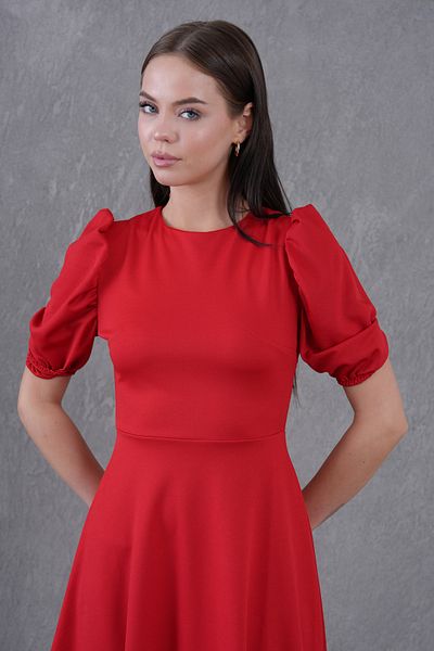 Secret Passion Lingerie New Season Scuba Crepe Fabric Balloon Sleeve Round Neck Midi Length Flared Cut Women's Evening Dress 092