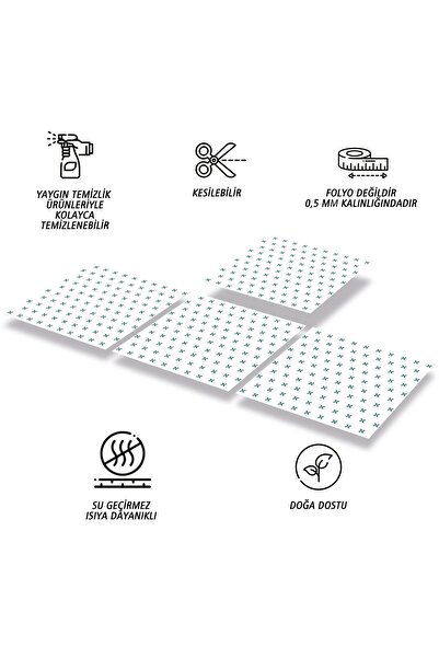 TİNK Kendinden Yapışkanlı Fayans Kaplama Yonca Desenli Pvc Karo 30x30 Cm (56 ADET) 5m2