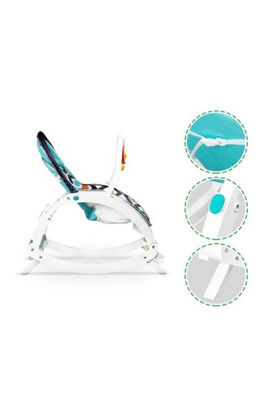 ideal STORE IDL Junior Pro Sleep 3in1 Rocking Chair with Calming Mode and Melodies, White-Turquoise Color, Soft Material