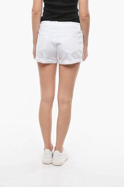 Frame Cuffed Hem Lecutoff Shorts With Golden Button