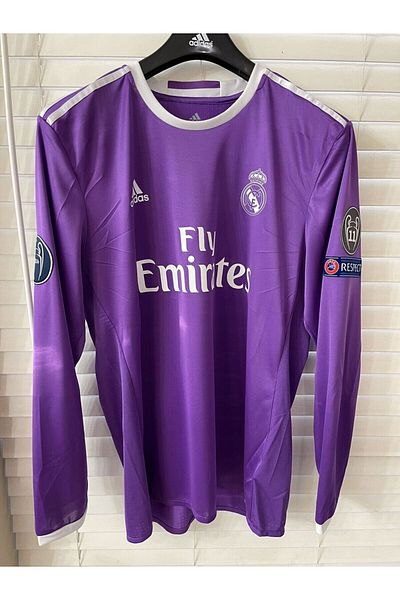 yenteks Real.Madrid.Ronaldo Purple 2017 Cardif League Long Sleeve Adult Jersey