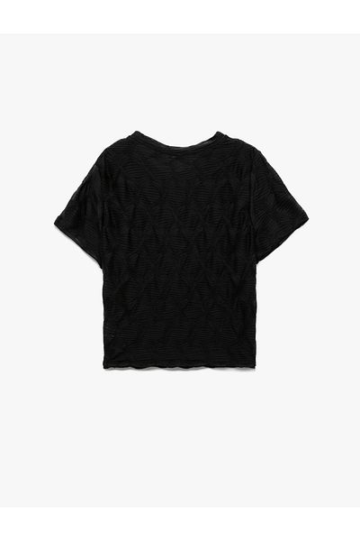 Koton Tricou cu mânecă scurtă și decolteu cu textura din țesătură Wraparound