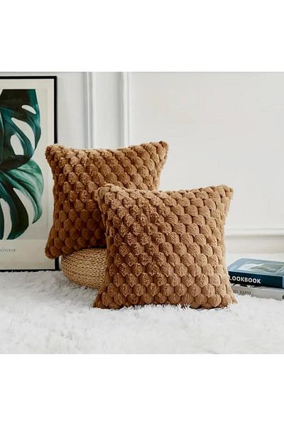 DECORA CASA HOME COLLECTİON 1 брой супер мека декоративна калъфка за възглавница от заешка кожа, плюшена, квадратна, 45x45