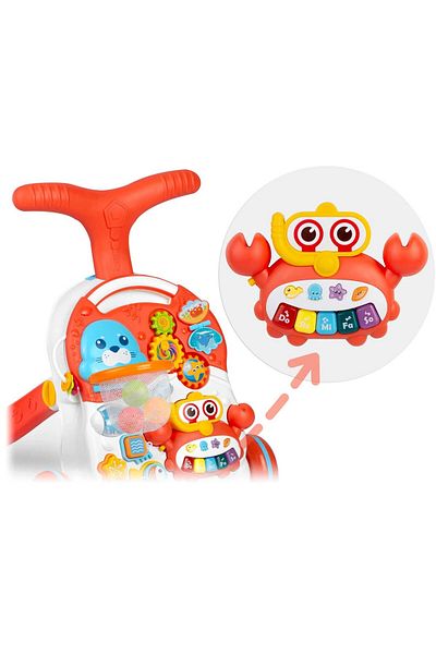 IMK Antemergator 2 in 1 IMK, cu masa si tabla educationala, maner reglabil, roti cauciucate, cos detasab